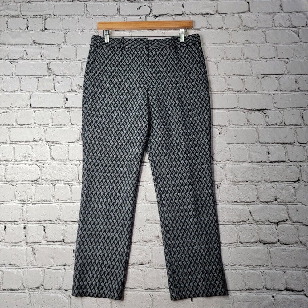 Theory Treeca 2 Dimensional Jacquard Straight‎ Leg Cropped Pants Size 6